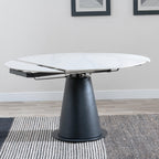Clara 135cm White Sintered Stone Round Dining Table with Black Pedestal Base