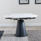Clara 135cm White Sintered Stone Round Dining Table with Black Pedestal Base