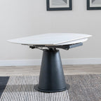 Clara 135cm White Sintered Stone Round Dining Table with Black Pedestal Base