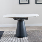 Clara 135cm White Sintered Stone Round Dining Table with Black Pedestal Base