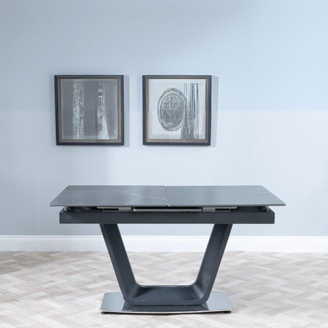 Delta Black Sintered Stone Extending Dining Table