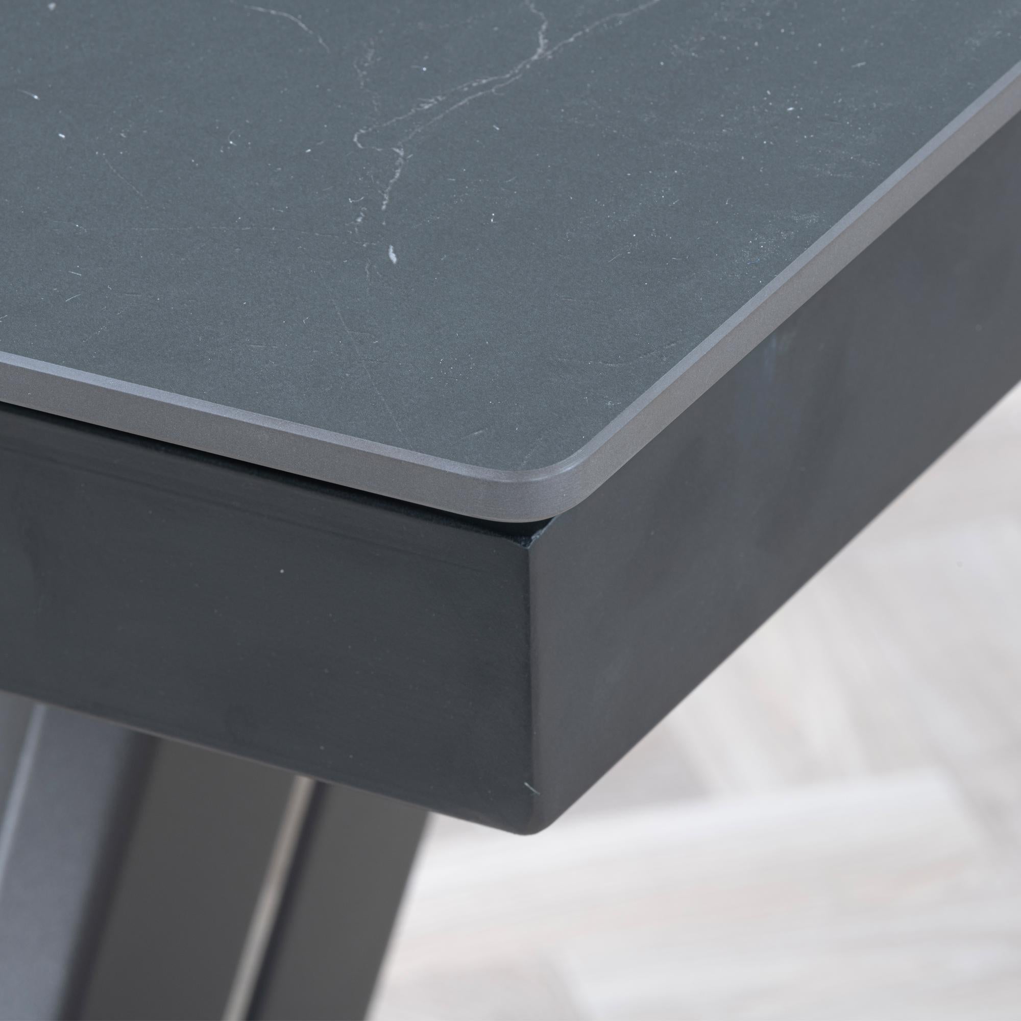 Delta Black Sintered Stone Extending Dining Table