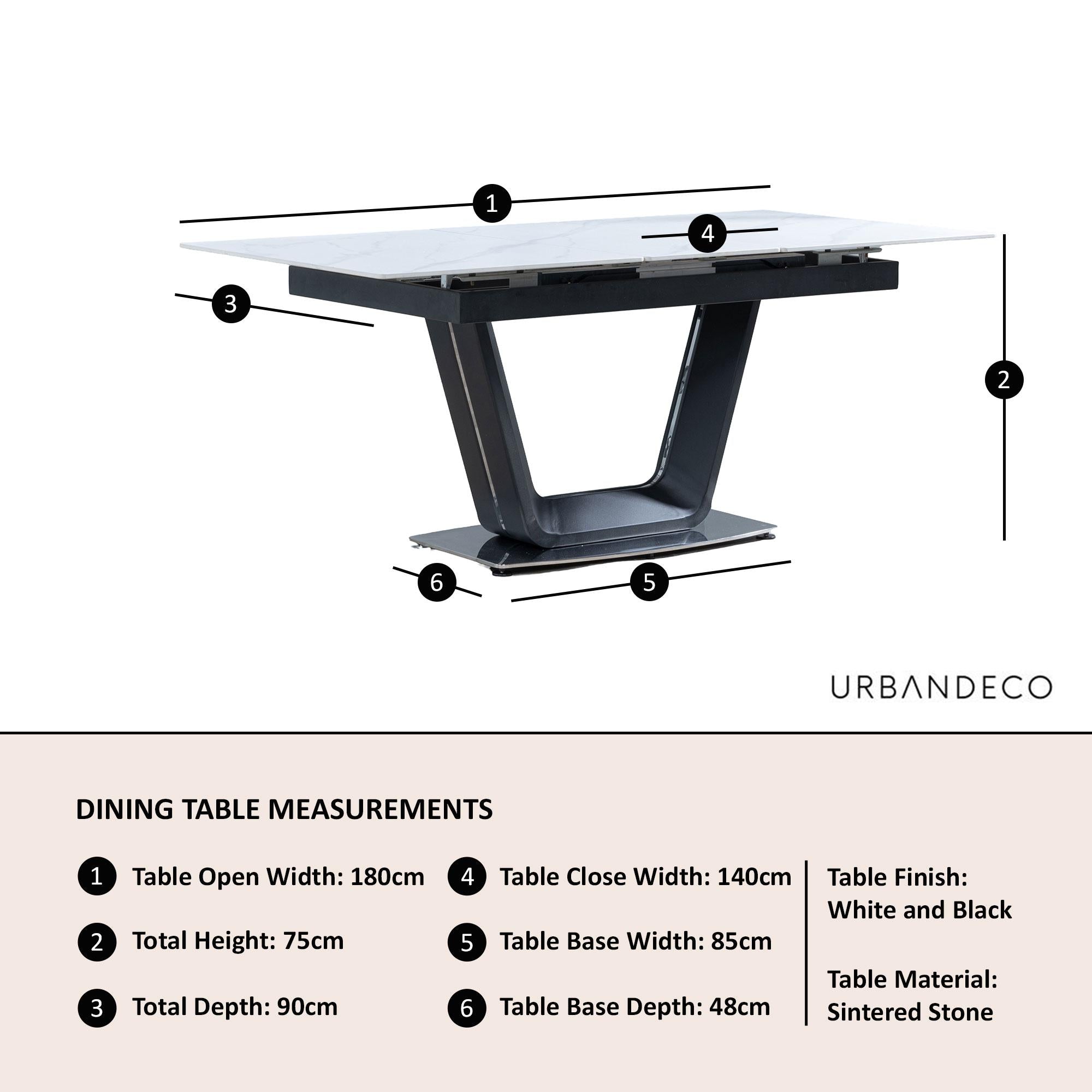 Delta White Sintered Stone Extending Dining Table