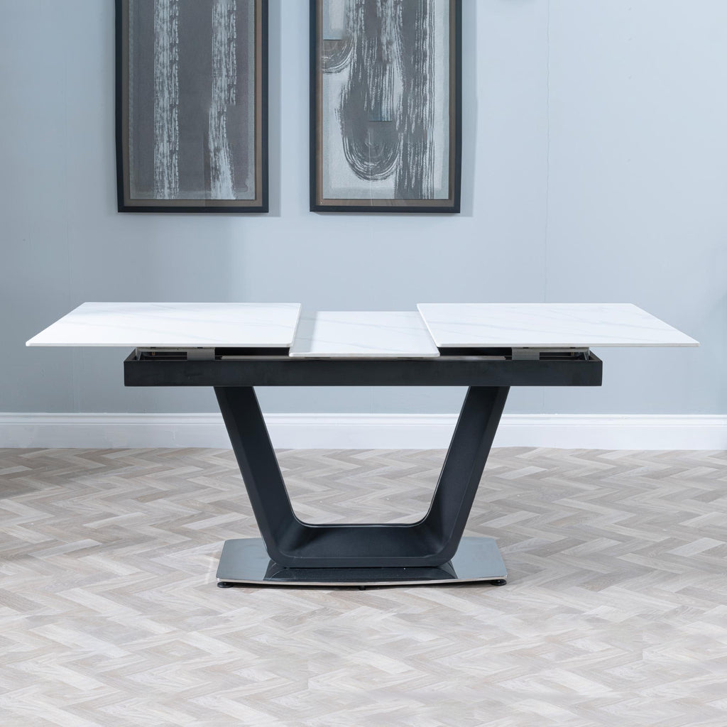 Delta White Sintered Stone Extending Dining Table