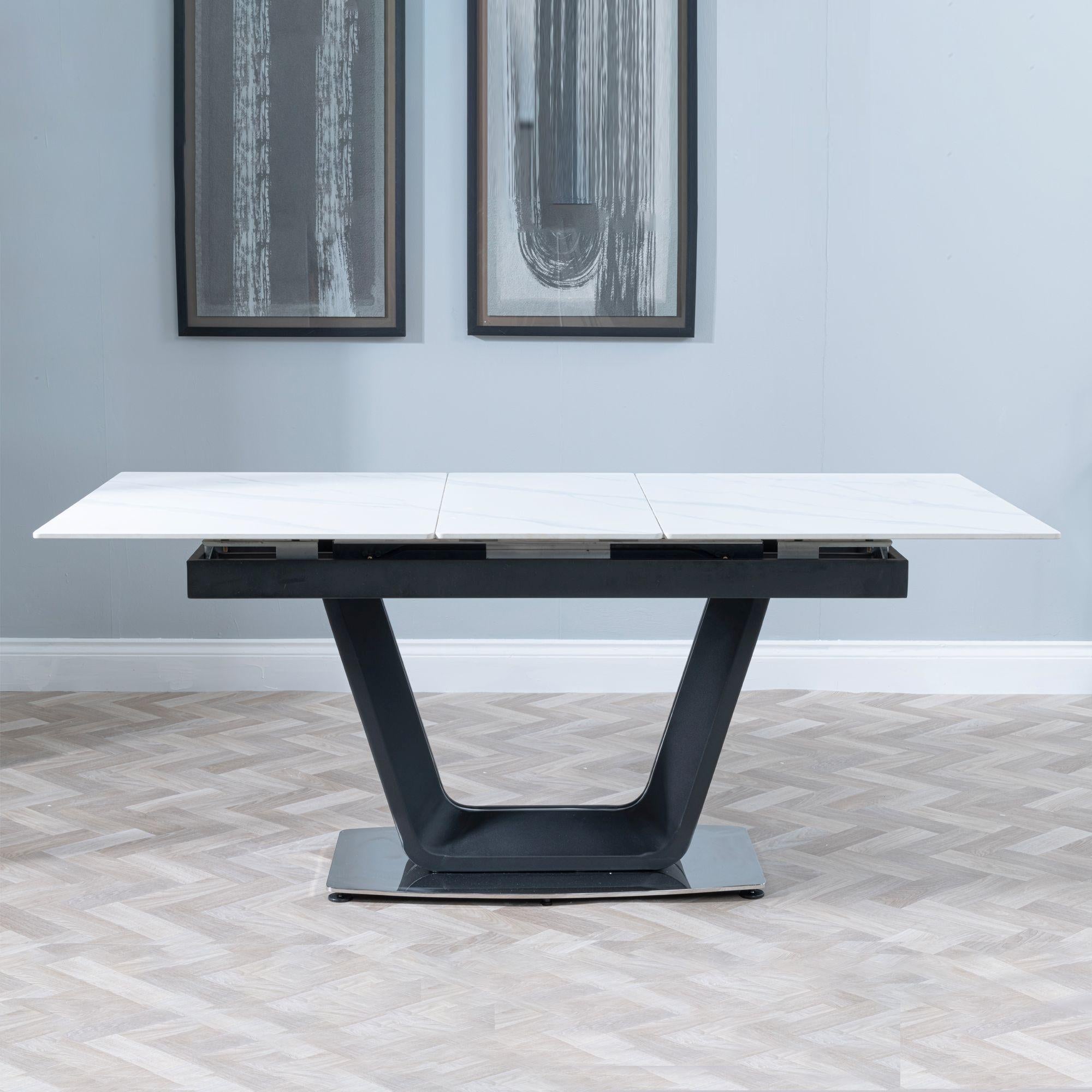 Delta White Sintered Stone Extending Dining Table