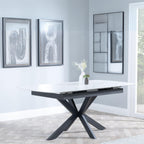 Eva White Sintered Stone Extending Dining Table with Black Star Base