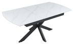 Eva White Sintered Stone Extending Dining Table with Black Star Base