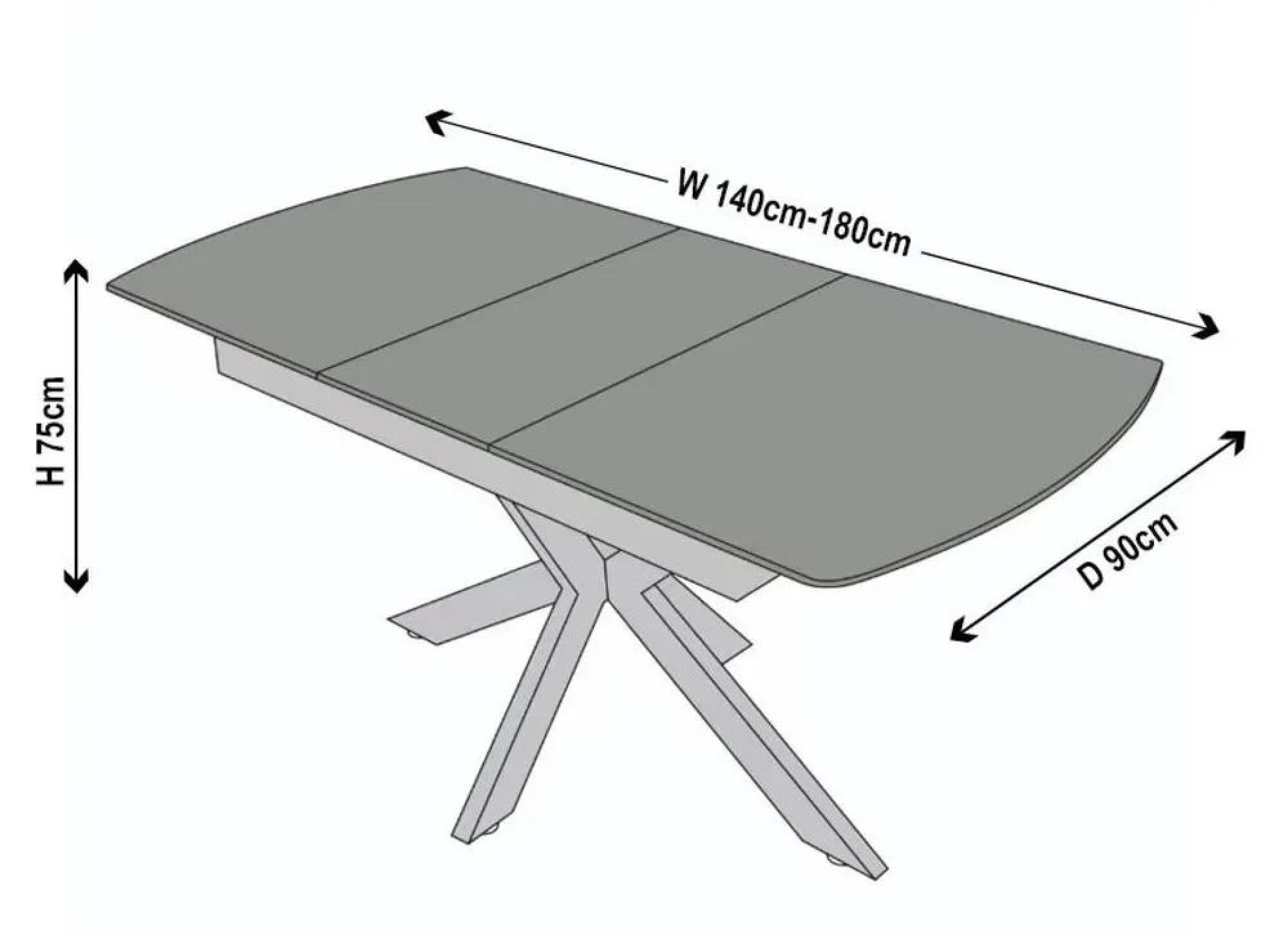 Eva White Sintered Stone Extending Dining Table with Black Star Base