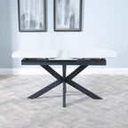 Eva White Sintered Stone Extending Dining Table with Black Star Base
