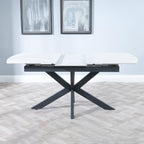 Eva White Sintered Stone Extending Dining Table with Black Star Base