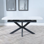 Eva White Sintered Stone Extending Dining Table with Black Star Base
