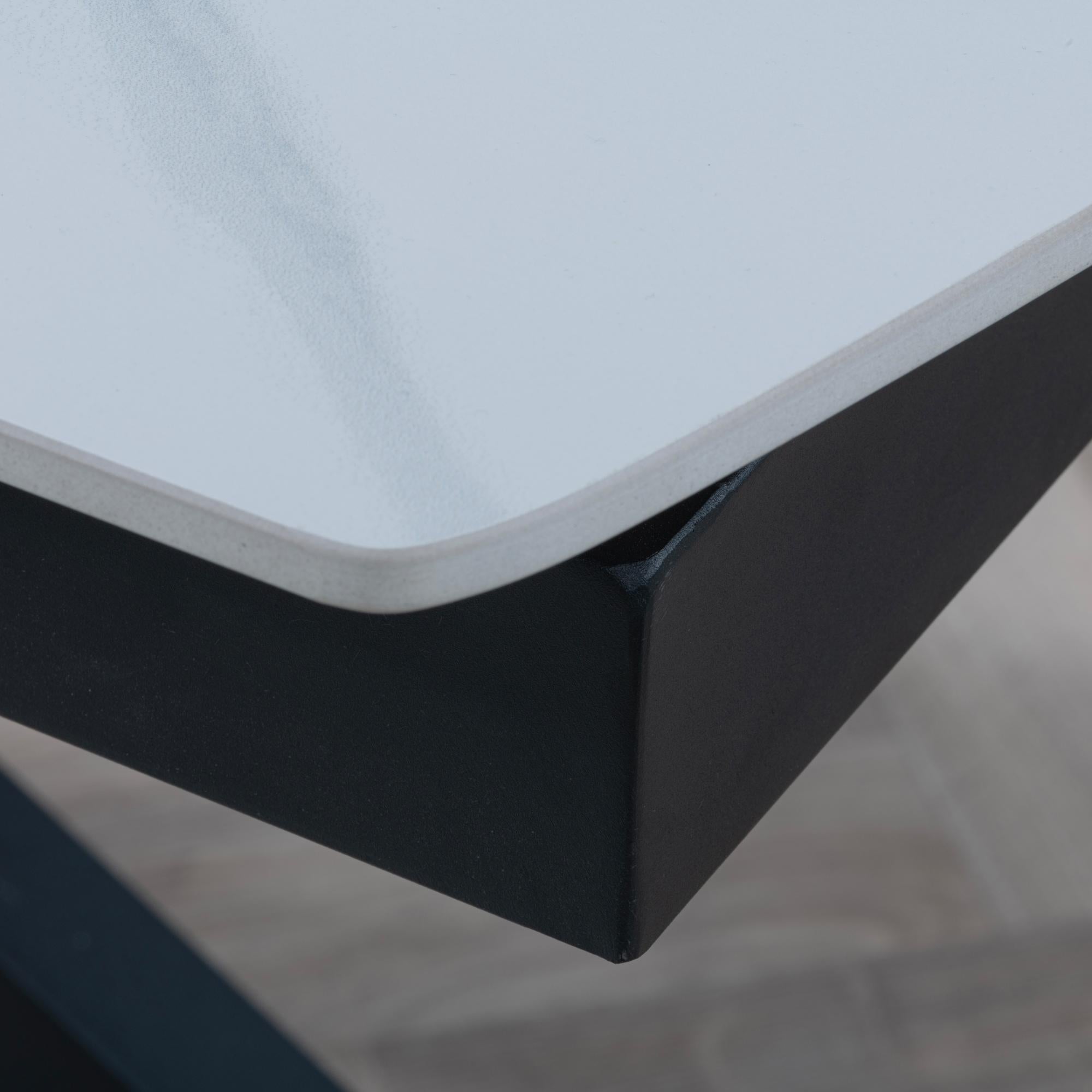 Eva White Sintered Stone Extending Dining Table with Black Star Base