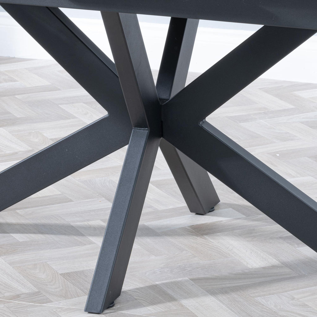 Eva White Sintered Stone Extending Dining Table with Black Star Base