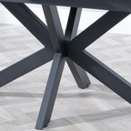 Eva White Sintered Stone Extending Dining Table with Black Star Base