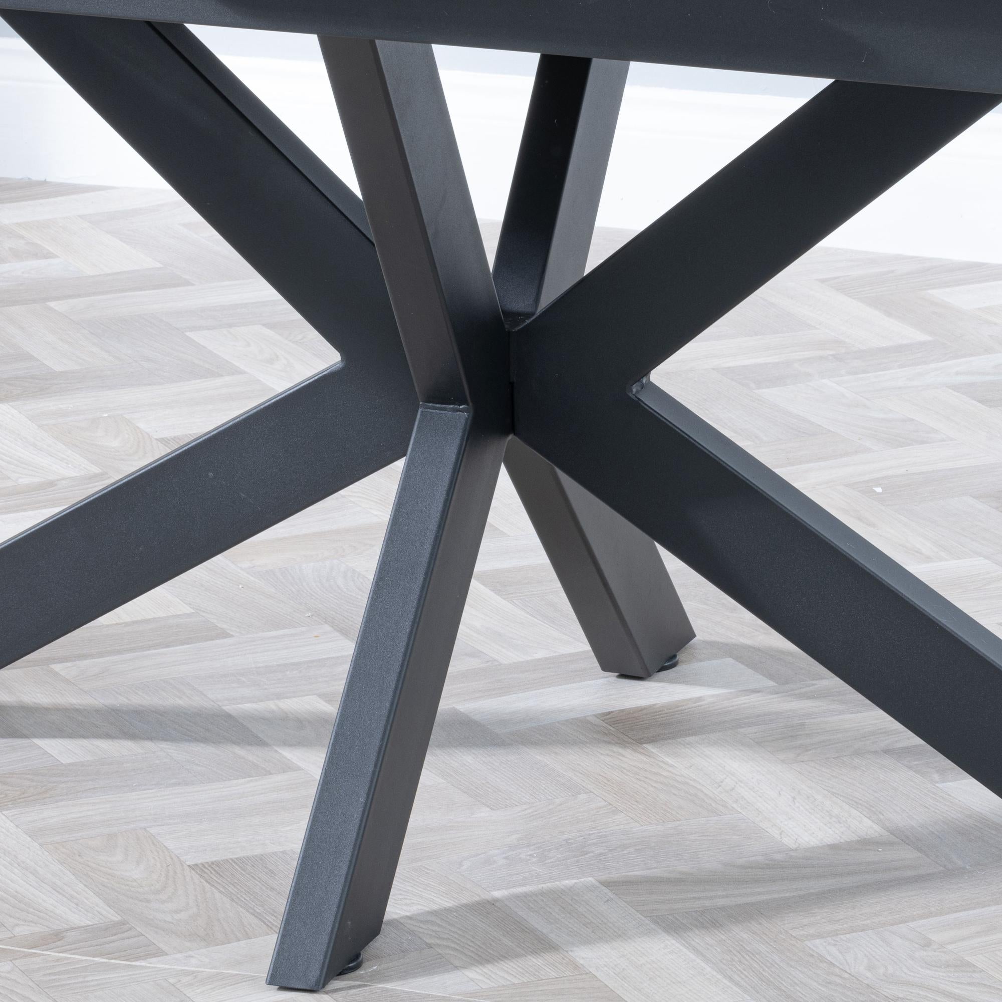 Eva White Sintered Stone Extending Dining Table with Black Star Base