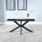 Eva White Sintered Stone Extending Dining Table with Black Star Base