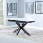 Eva White Sintered Stone Extending Dining Table with Black Star Base