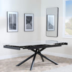 Flavia Grey Sintered Stone Extending Dining Table with Black Cross Base - 160cm-220cm