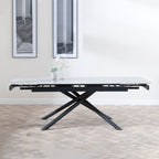 Flavia Grey Sintered Stone Extending Dining Table with Black Cross Base - 160cm-220cm