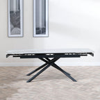 Flavia Grey Sintered Stone Extending Dining Table with Black Cross Base - 160cm-220cm