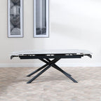 Flavia Grey Sintered Stone Extending Dining Table with Black Cross Base - 160cm-220cm