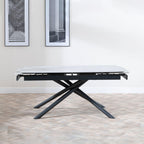 Flavia Grey Sintered Stone Extending Dining Table with Black Cross Base - 160cm-220cm