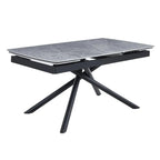 Flavia Grey Sintered Stone Extending Dining Table with Black Cross Base - 160cm-220cm