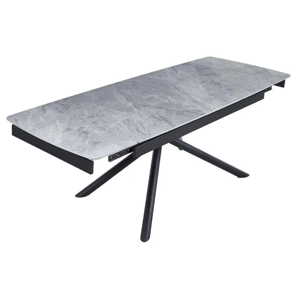 Flavia Grey Sintered Stone Extending Dining Table with Black Cross Base - 160cm-220cm