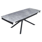 Flavia Grey Sintered Stone Extending Dining Table with Black Cross Base - 160cm-220cm