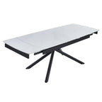 Flavia White Sintered Stone Extending Dining Table with Black Cross Base - 160cm-220cm