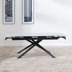 Flavia White Sintered Stone Extending Dining Table with Black Cross Base - 160cm-220cm