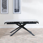 Flavia White Sintered Stone Extending Dining Table with Black Cross Base - 160cm-220cm