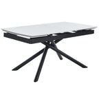 Flavia White Sintered Stone Extending Dining Table with Black Cross Base - 160cm-220cm