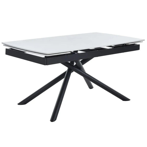 Flavia White Sintered Stone Extending Dining Table with Black Cross Base - 160cm-220cm