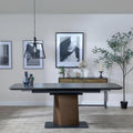 Gino Black Ceramic Extending Dining Table With Bronze Pedestal Base