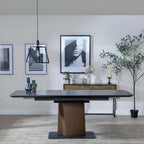 Gino Black Ceramic Extending Dining Table With Bronze Pedestal Base