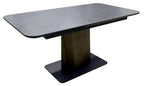 Gino Black Ceramic Extending Dining Table With Bronze Pedestal Base