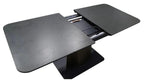 Gino Black Ceramic Extending Dining Table With Bronze Pedestal Base