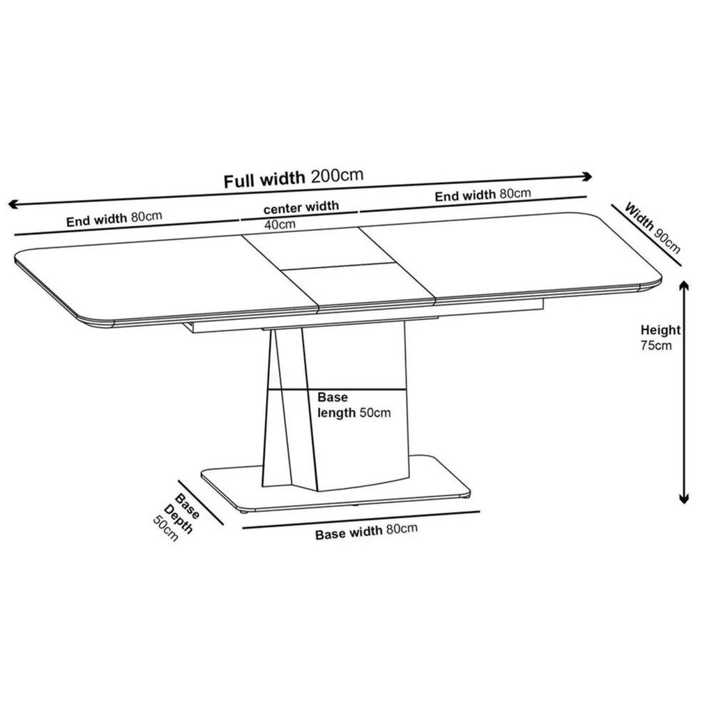 Gino Black Ceramic Extending Dining Table With Bronze Pedestal Base