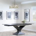 Gigi Black Ceramic Extending Dining Table with Black Pedastal Base - 140cm - 200cm
