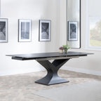 Gigi Black Ceramic Extending Dining Table with Black Pedastal Base - 140cm - 200cm