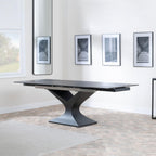 Gigi Black Ceramic Extending Dining Table with Black Pedastal Base - 140cm - 200cm