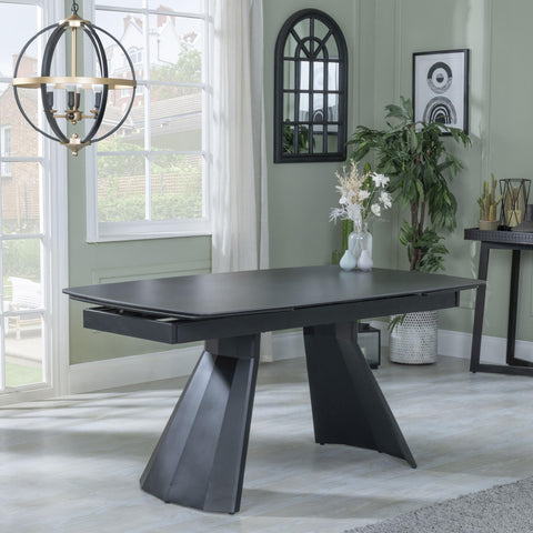 Luna Black Ceramic Extending Dining Table