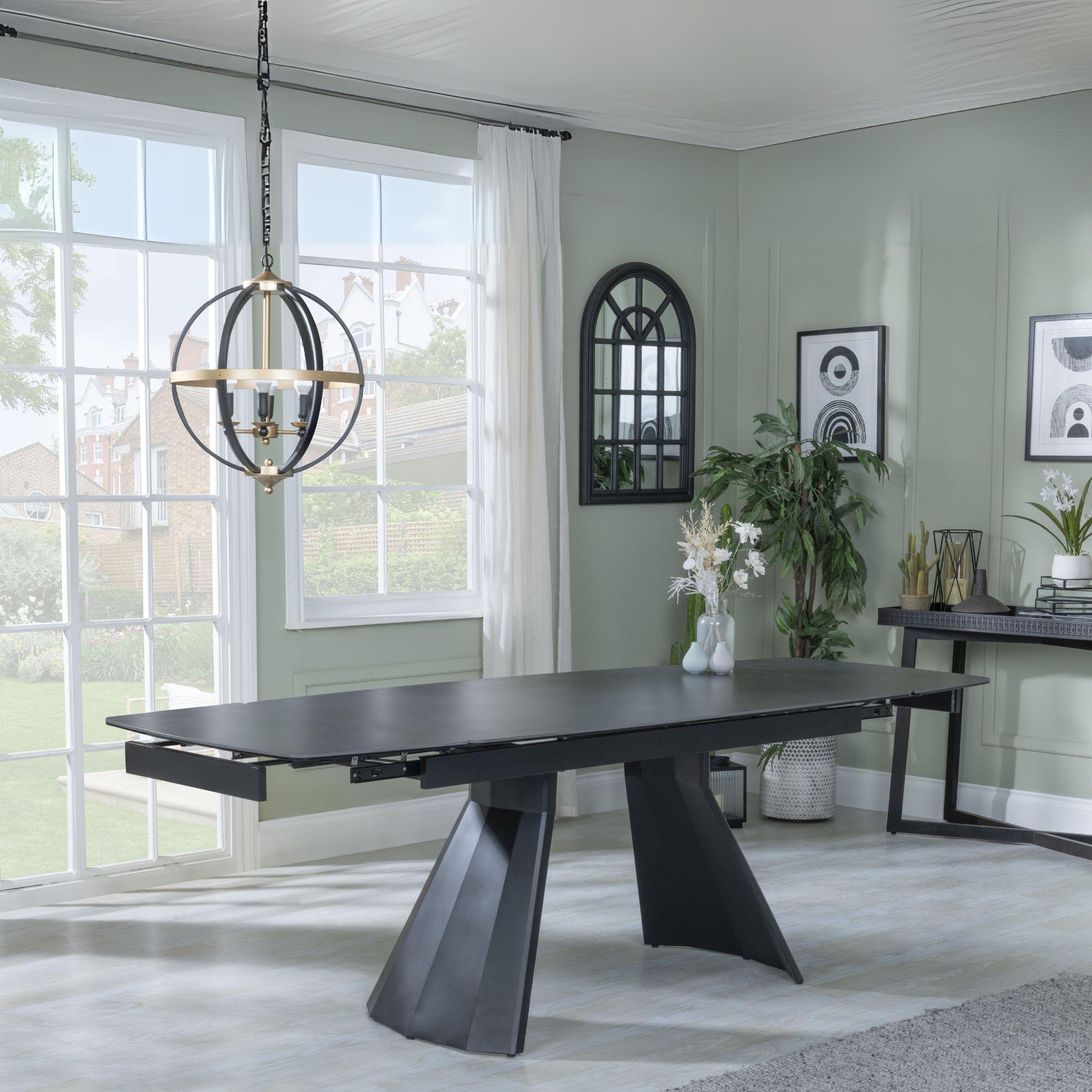 Luna Black Ceramic Extending Dining Table