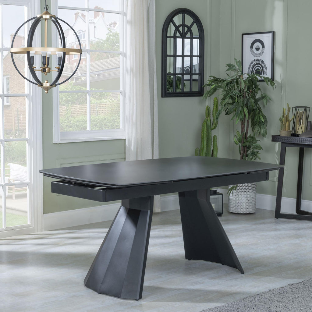 Luna Black Ceramic Extending Dining Table