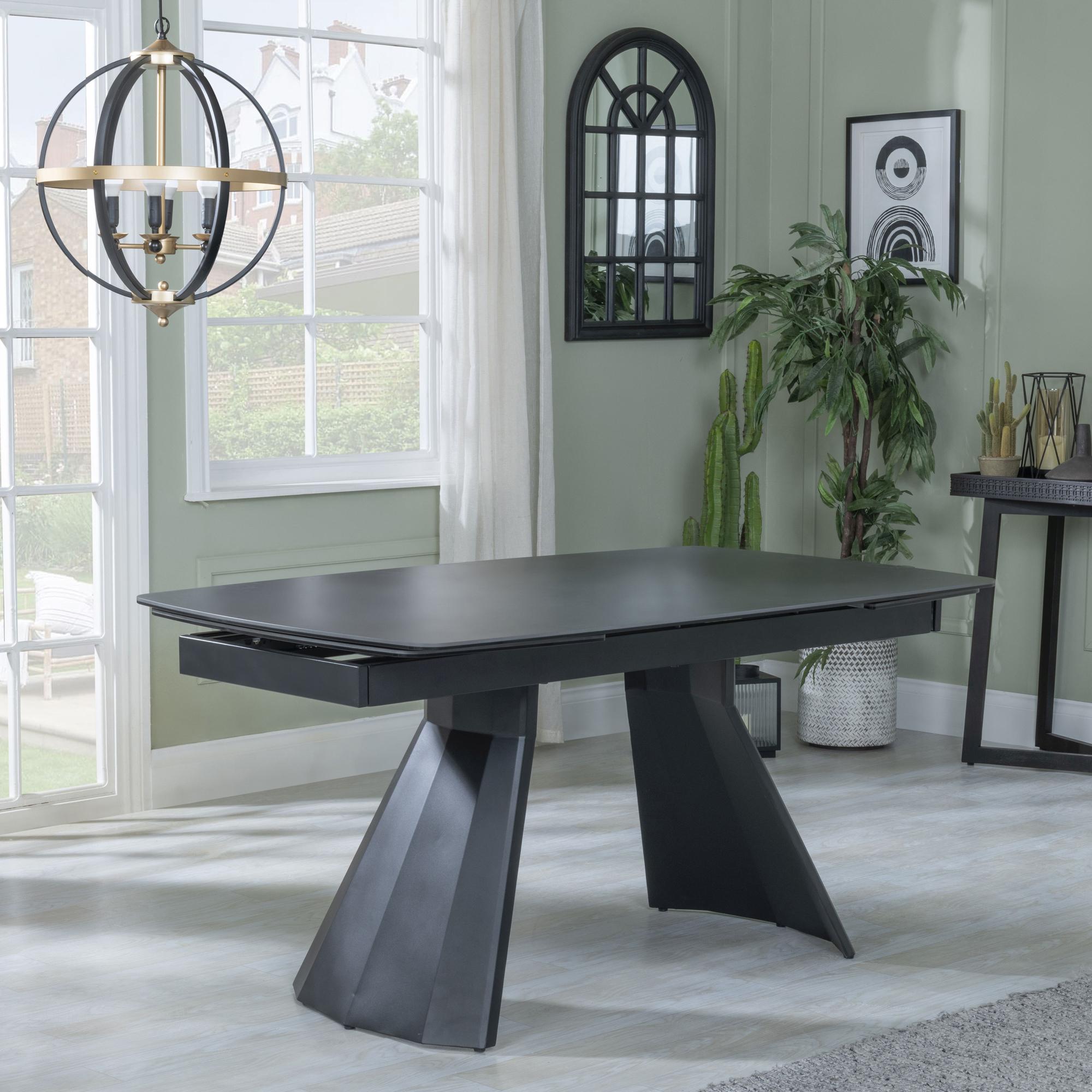 Luna Black Ceramic Extending Dining Table