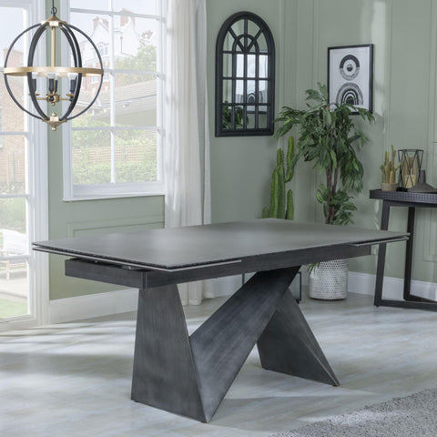 Lincoln Dark Grey Ceramic Extending Dining Table 160cm - 240cm