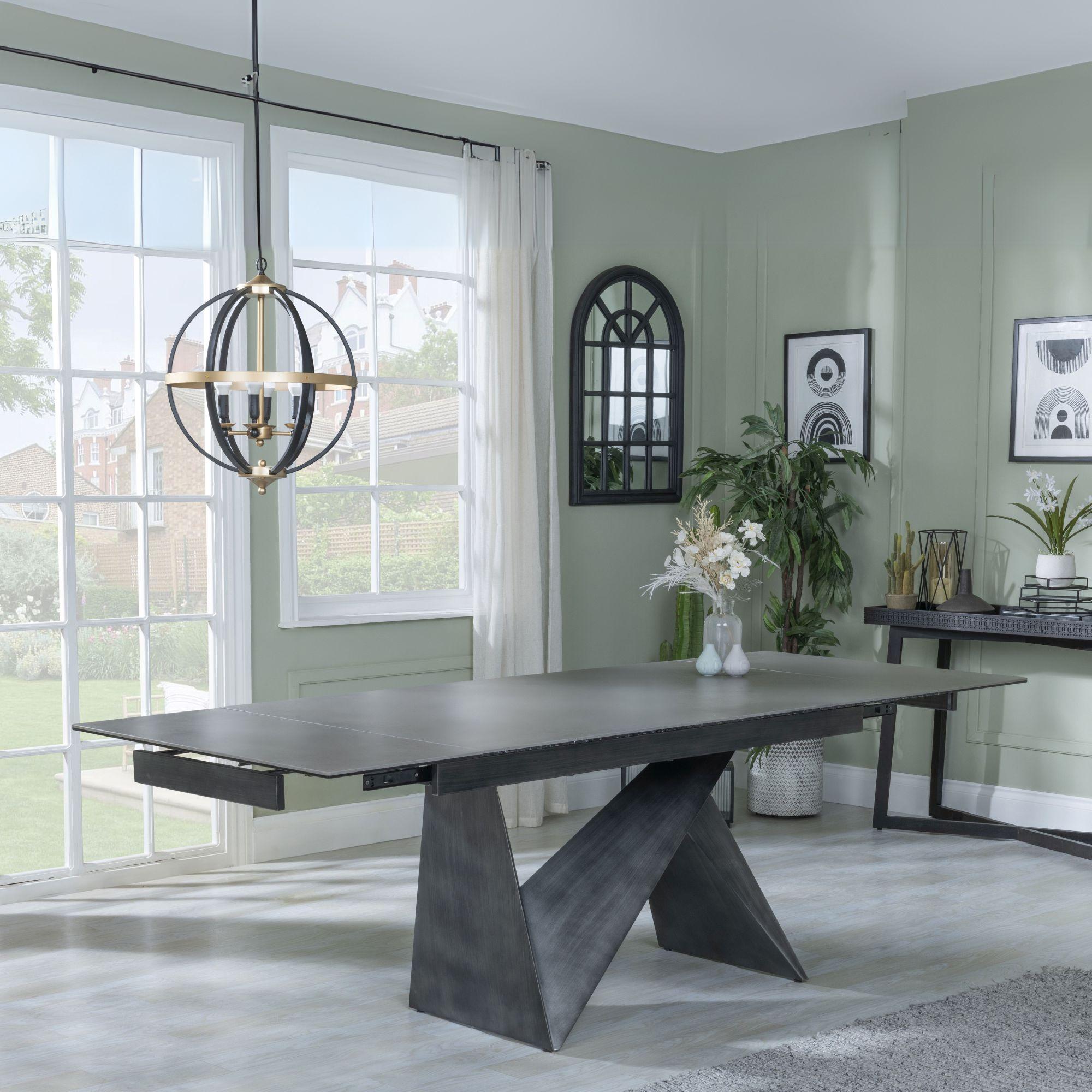 Lincoln Dark Grey Ceramic Extending Dining Table 160cm - 240cm