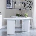 Mondrian 6 Seater White Melamine Top Oval Fluted Dining Table