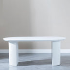 Mondrian 6 Seater White Melamine Top Oval Fluted Dining Table